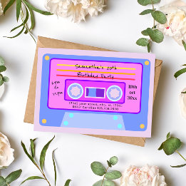 Invitación Fiesta de cumpleaños de Vaporwave Pastel Cassette