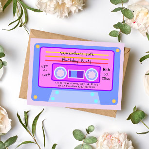 Invitación Fiesta de cumpleaños de Vaporwave Pastel Cassette 