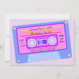 Invitación Fiesta de cumpleaños de Vaporwave Pastel Cassette