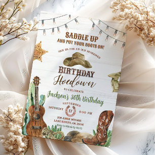 Invitación Fiesta de Cumpleaños de Vaquero de Western Rústico
