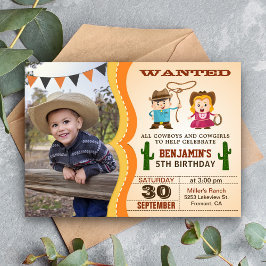 Invitación Fiesta de Cumpleaños de Vaquero Occidental Foto