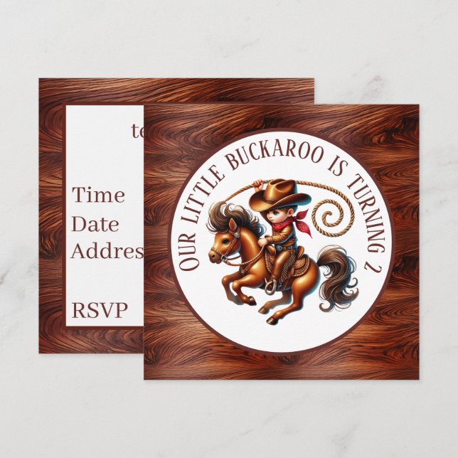 Invitación Fiesta de cumpleaños de vaqueros vaqueros geniales (Anverso / Reverso)