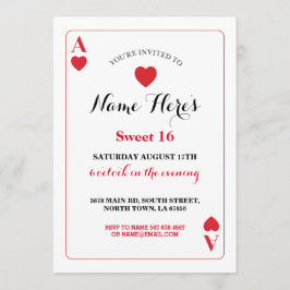 Invitación Fiesta de cumpleaños de Vegas del as del naipe del