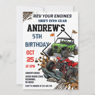 Invitación Fiesta de cumpleaños de vehículo todo terreno de 4