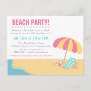 Invitación Fiesta de Cumpleaños de Verano Adolescente en la P