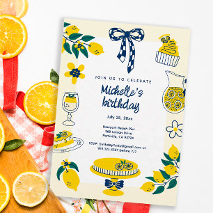 Invitación Fiesta de Cumpleaños de Verano con Limón Amarillo 