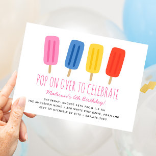 Invitación Fiesta de cumpleaños de verano con piruletas para