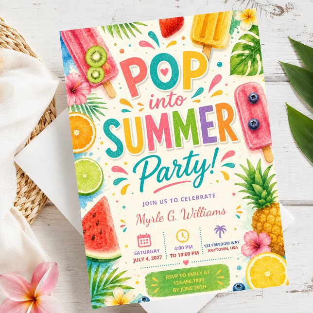 Invitación Fiesta de Cumpleaños de Verano con Piscina de Pale (Subido por el creador)