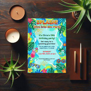 Invitación Fiesta de Cumpleaños de Verano con Salto de Agua