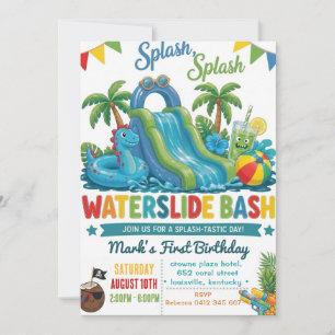 Invitación Fiesta de cumpleaños de verano con tobogán acuátic