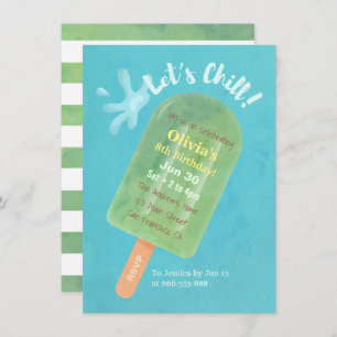 Invitación Fiesta de cumpleaños de verano de Chill Green Pops