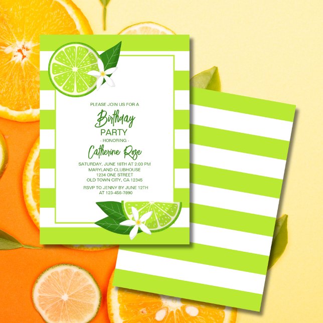 Invitación Fiesta de cumpleaños de verano de Citrus Lime Botá (Subido por el creador)