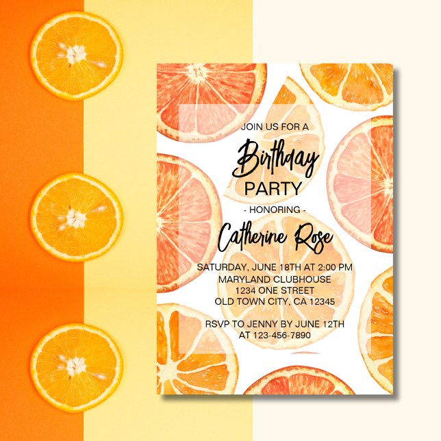 Invitación Fiesta de cumpleaños de verano de Citrus Slice nar (Subido por el creador)