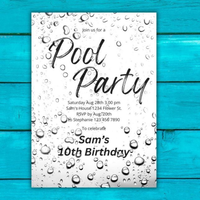 Invitación Fiesta de cumpleaños de verano de Guay Pool Fiesta (Subido por el creador)