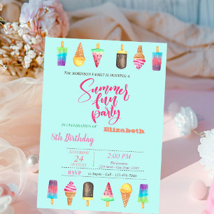 Invitación Fiesta de Cumpleaños de Verano de Helados