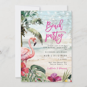 Invitación fiesta de cumpleaños de verano de la playa tropica