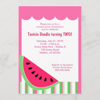 Invitación Fiesta de cumpleaños de verano de la sandía 5x7