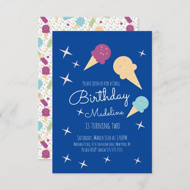 Invitación Fiesta de cumpleaños de verano de las estrellas de (Anverso / Reverso)