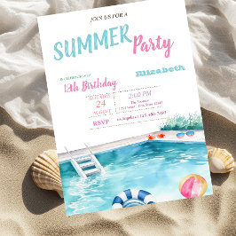 Invitación Fiesta de cumpleaños de verano de las flores de lu