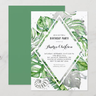 Invitación Fiesta de cumpleaños de verano de las hojas tropic