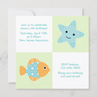 Invitación Fiesta de cumpleaños de verano de los animales mar
