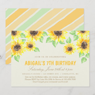 Invitación Fiesta de cumpleaños de verano de los girasoles