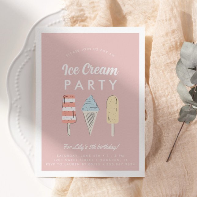 Invitación Fiesta de cumpleaños de verano de Pastel Ice Cream (Subido por el creador)