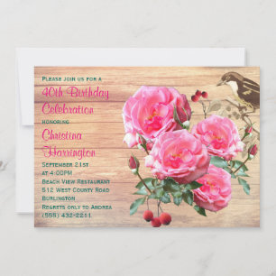Invitación Fiesta de cumpleaños de verano de rosas rosas rosa