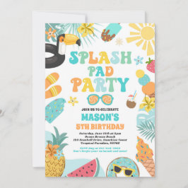 Invitación Fiesta de cumpleaños de verano de Splash Pad Tropi