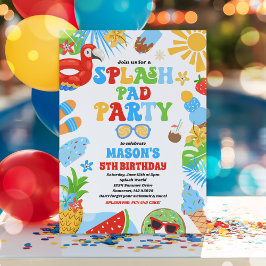 Invitación Fiesta de cumpleaños de verano de Splash Pad Tropi