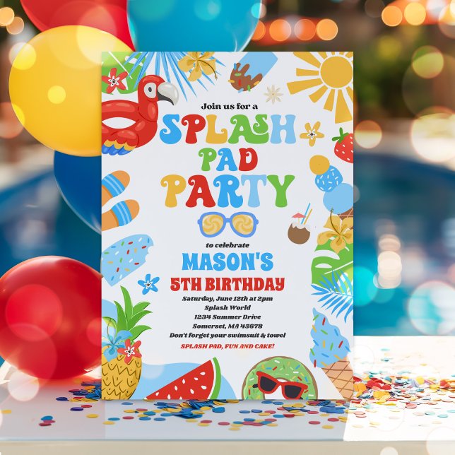Invitación Fiesta de cumpleaños de verano de Splash Pad Tropi (Subido por el creador)