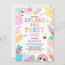 Invitación Fiesta de cumpleaños de verano de Splash Pad Tropi