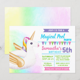 Invitación Fiesta de cumpleaños de verano de unicornio en arc