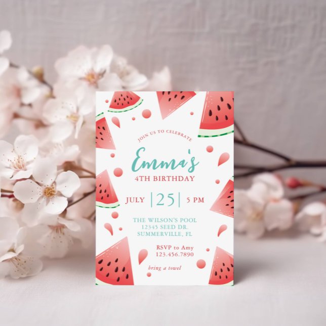 Invitación Fiesta de cumpleaños de verano de Watermelon Splas (Subido por el creador)