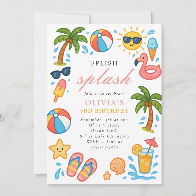 Invitación Fiesta de cumpleaños de verano del Fiesta de la pi (Anverso)
