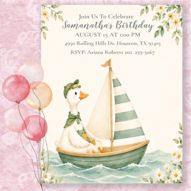 Invitación Fiesta de Cumpleaños de Verano del Ganso Tonto Nav (Subido por el creador)