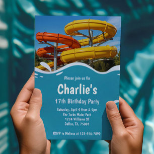 Invitación Fiesta de cumpleaños de verano del parque acuático