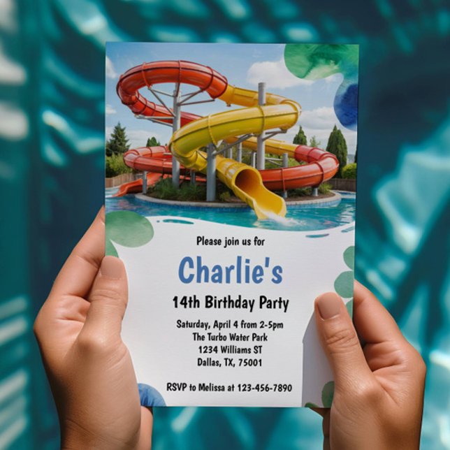 Invitación Fiesta de cumpleaños de verano del parque acuático (Subido por el creador)