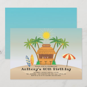 Invitación Fiesta de cumpleaños de verano del Tiki Bar