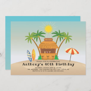 Invitación Fiesta de cumpleaños de verano en el bar Tiki