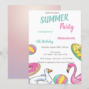 Invitación Fiesta de Cumpleaños de Verano en la Piscina
