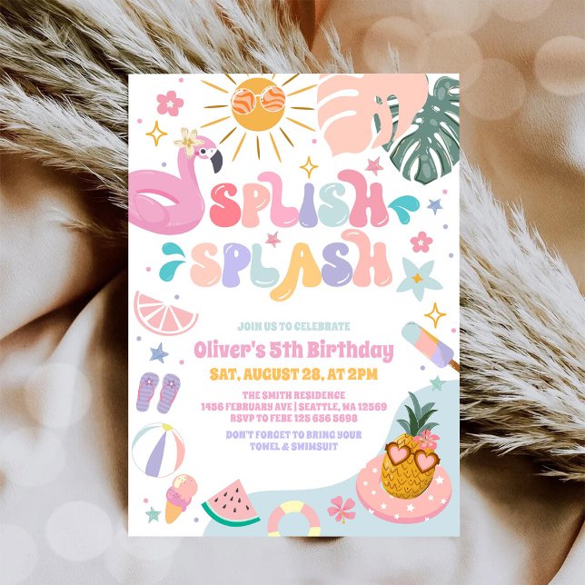 Invitación Fiesta de Cumpleaños de Verano en la Piscina (Subido por el creador)