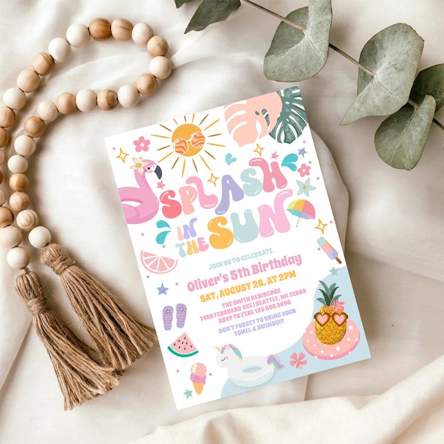 Invitación Fiesta de Cumpleaños de Verano en la Piscina al So (Subido por el creador)