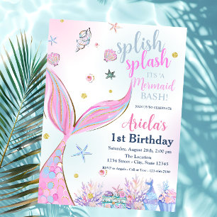 Invitación Fiesta de cumpleaños de verano en la piscina de la