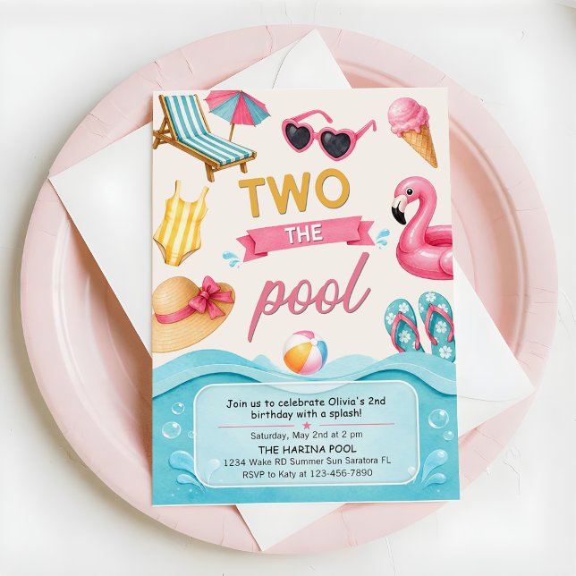 Invitación Fiesta de cumpleaños de verano en la piscina dos (Subido por el creador)