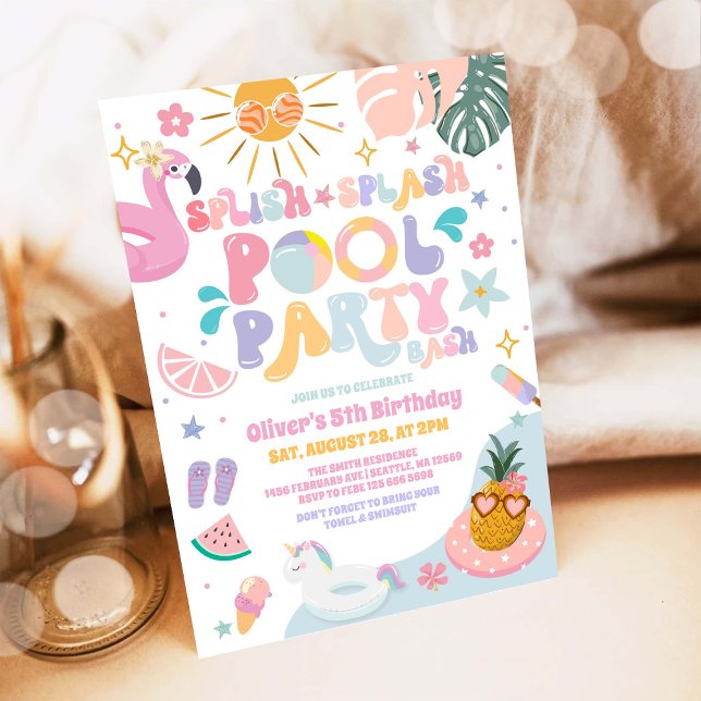 Invitación Fiesta de Cumpleaños de Verano en la Piscina Splis (Subido por el creador)