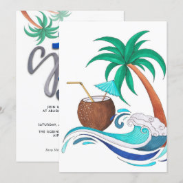 Invitación Fiesta de cumpleaños de verano en la playa de surf