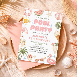 Invitación Fiesta de Cumpleaños de Verano en la Playa en la P