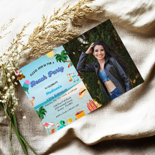 Invitación Fiesta de cumpleaños de verano en la playa moderna