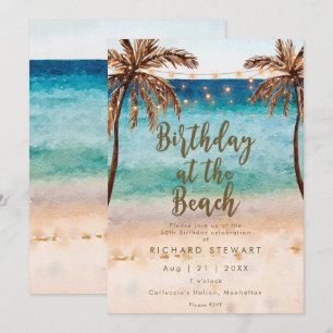Invitación fiesta de cumpleaños de verano en la playa tropica